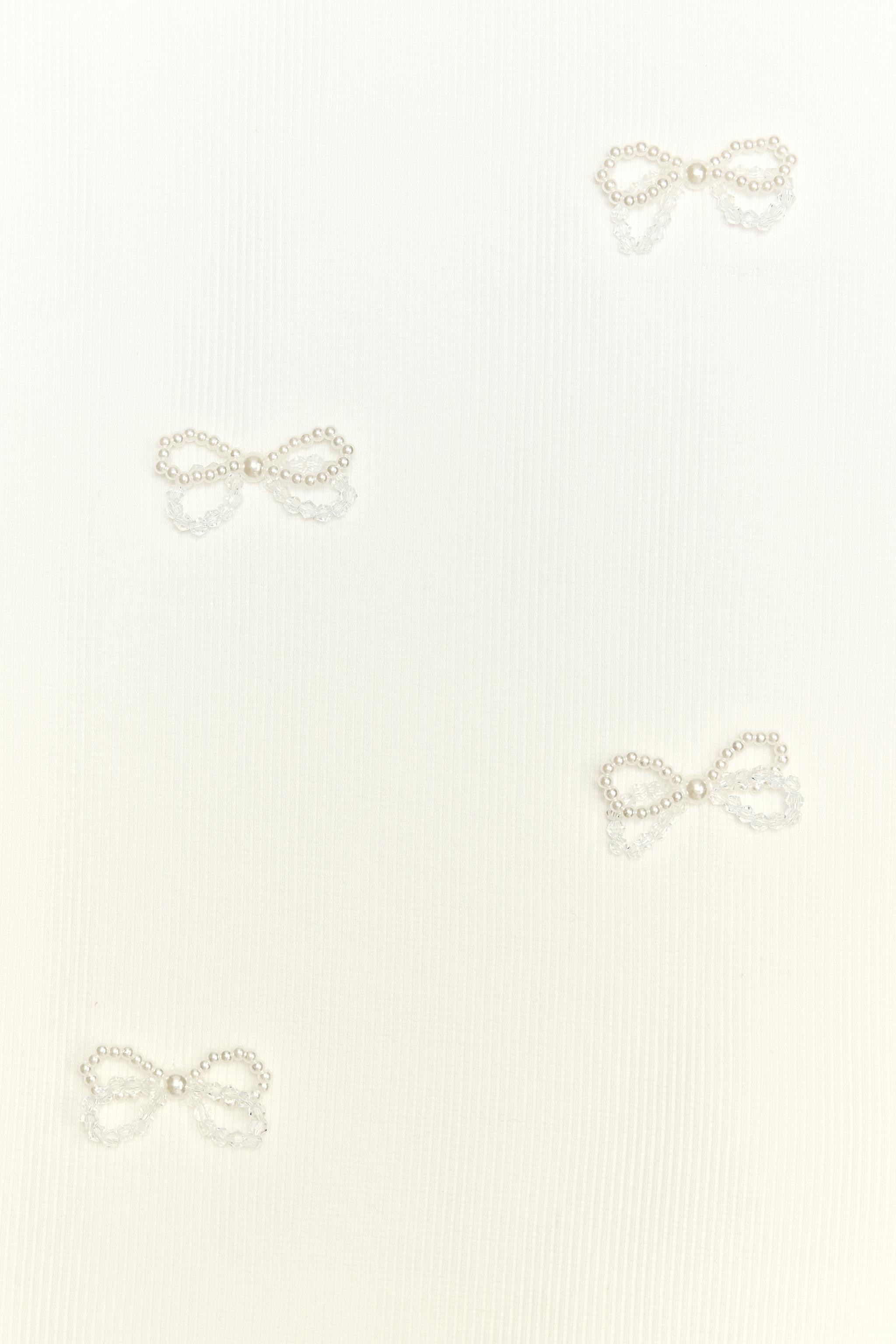 T-SHIRT WITH RHINESTONE AND FAUX PEARL BOWS | Zara UK