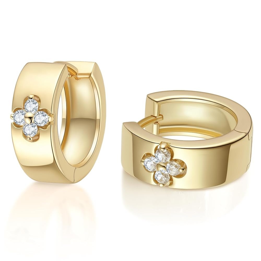 Clover Hoop Earrings for Women Gifts Nickel Free with Premium Emerald and Moissanite | Moissanite... | Amazon (US)