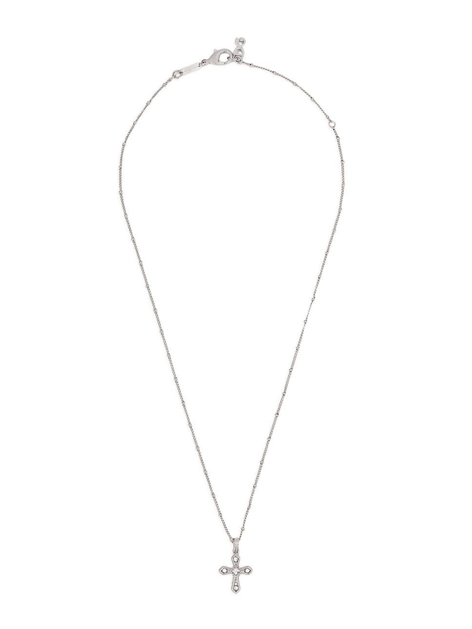 Palladium-Plated & Crystal Cross Pendant Necklace | Saks Fifth Avenue