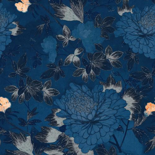 Mindthegap The Cantonese Garden Indigo Blue/Light Blue/Peach Wallpaper | DecoratorsBest | DecoratorsBest
