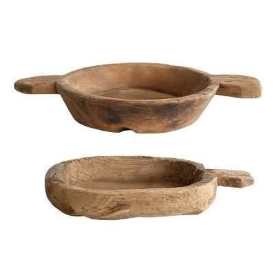 Set of 2 5&#34; x 13&#34; Decorative Found Wood Bowl Brown - 3R Studios | Target