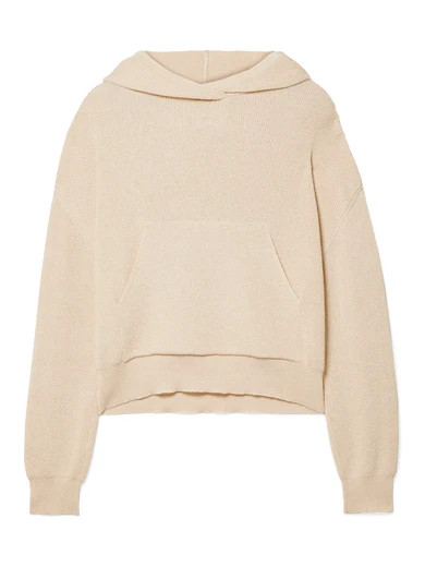 Nanushka - Ribbed-knit Hooded Top - Beige | NET-A-PORTER (US)