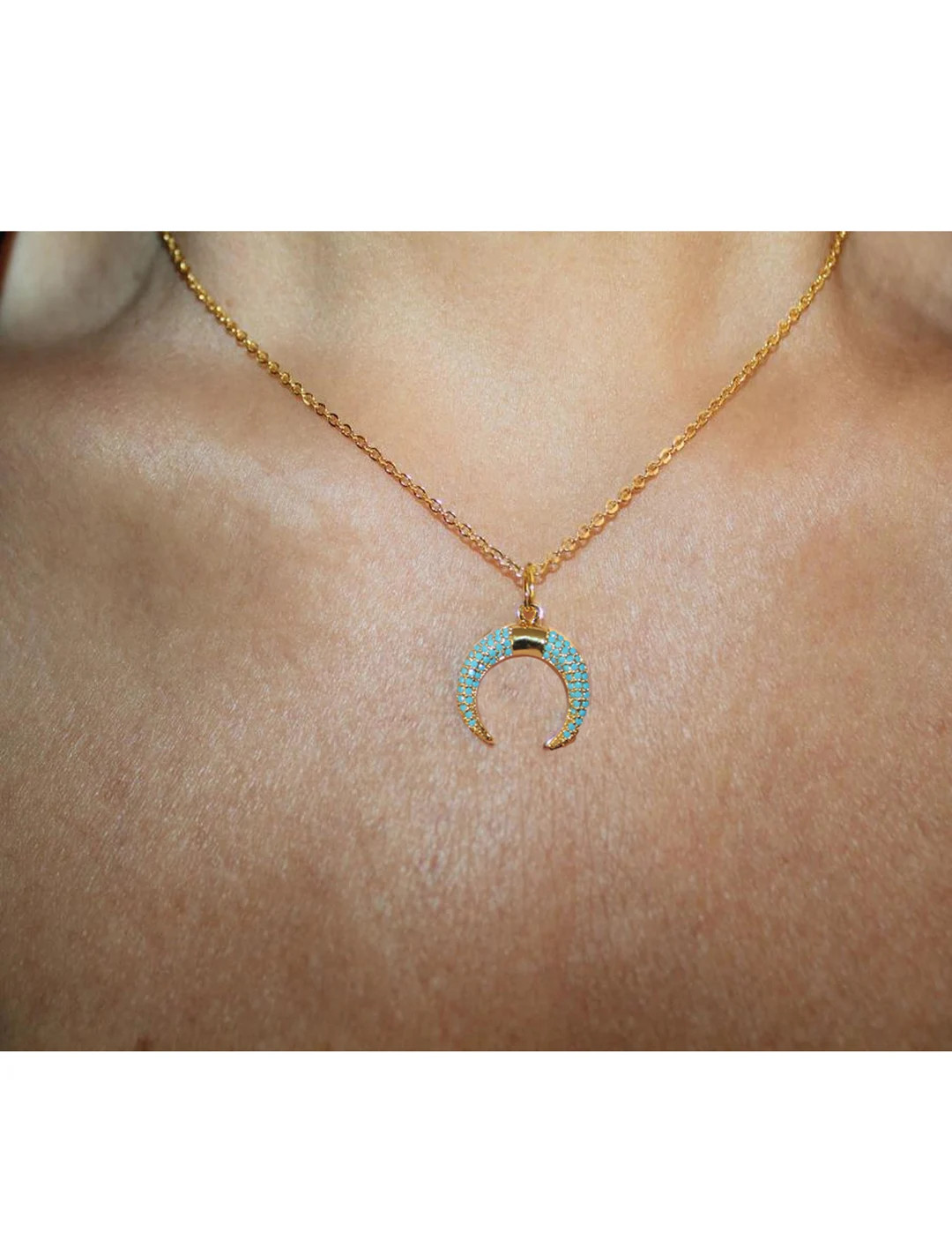 Moon Necklace,crescent Necklace,turquoise Moon Necklace,gold Horn Necklace,gold Crescent Moon Nec... | Etsy (US)