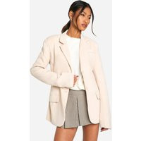 Womens Fitted Structured Blazer - Beige - 8 | boohoo (US & Canada)