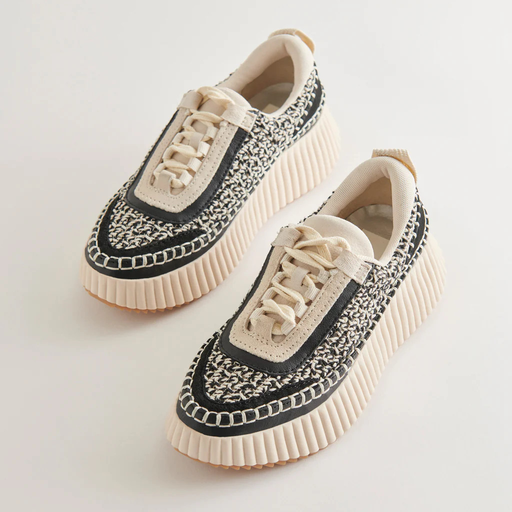 DOLEN SNEAKERS WHITE BLACK WOVEN | DolceVita.com