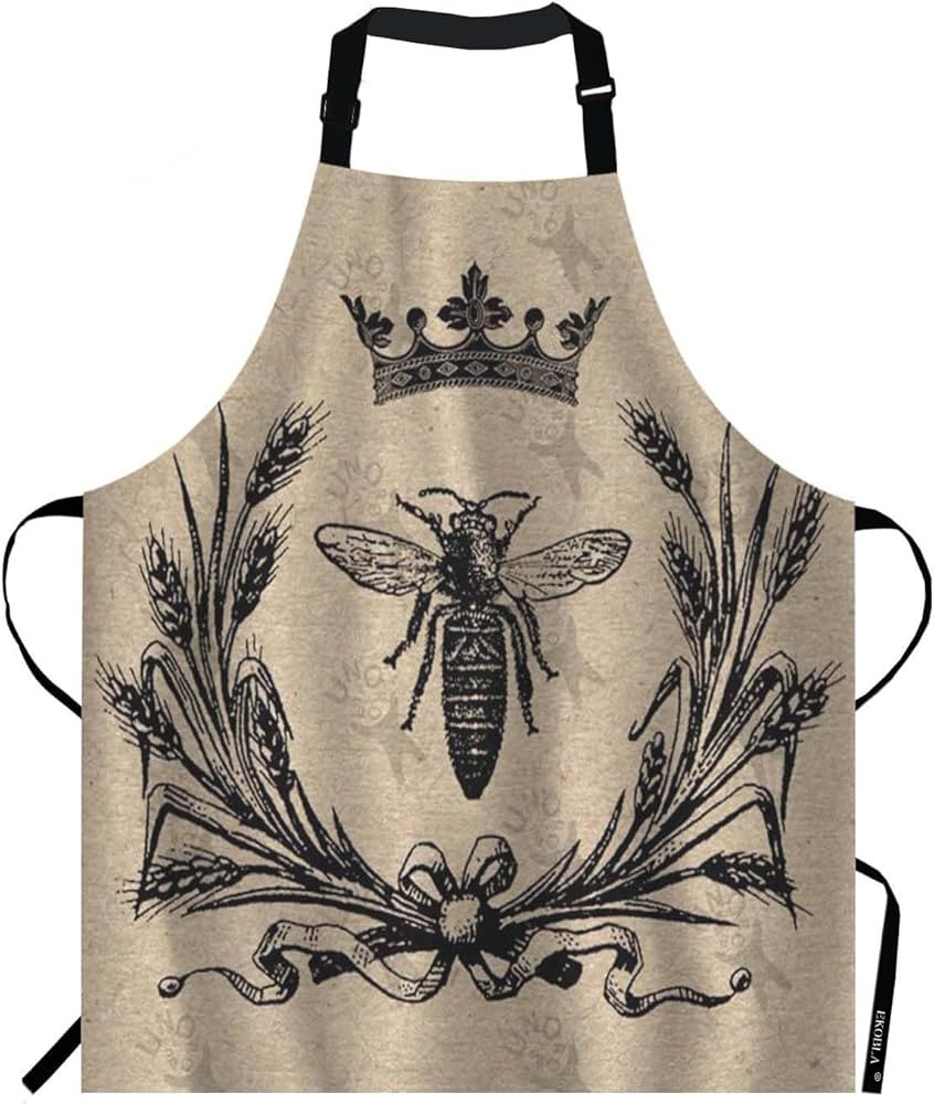 EKOBLA Bee Aprons Vintage Queen Bees Retro Crown Floral Ear Bowknot Black Waterproof Resistant Ch... | Amazon (US)