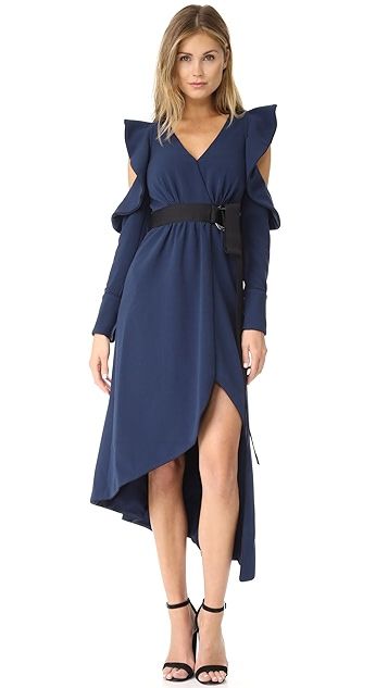 Navy Asymmetric Wrap Dress | Shopbop