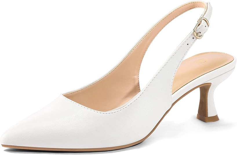 mysoft Women's Slingback Kitten Heel Pumps 2-Inch Low Heels Closed Toe Party Wedding Dress Shoes | Amazon (US)