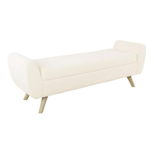 HomePop Modern Storage Bench with Wood Legs Home Décor|Bench with Storage for Living Room & Bedroom - Sherpa Cream | Amazon (US)