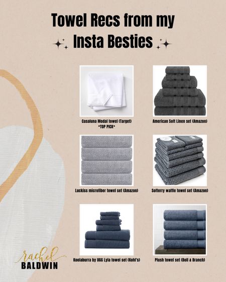 A few days ago, I asked my Insta Besties for their towel recs, and you CAME THROUGH for your girl! Check out these amazing options if you’re looking to upgrade your bathroom linens (new year, new linens???) ✨🧖‍♀️ 

#LTKsalealert #LTKhome #LTKunder100