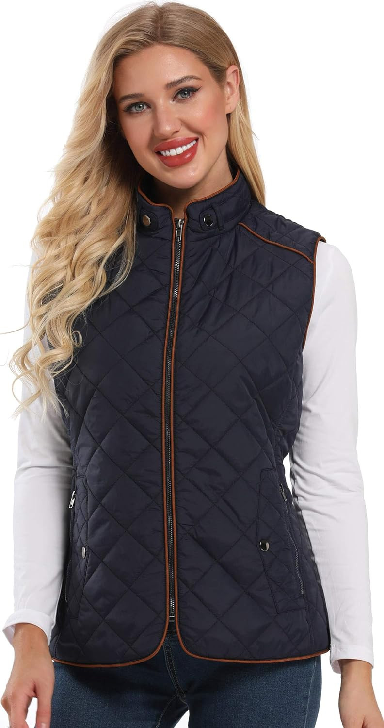 Dilgul Damen West Stehkragen Reißverschluss Steppweste Jacke | Amazon (DE)