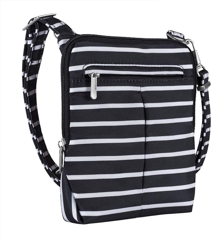 Travelon Anti-Theft Classic Light Mini Crossbody Bag (Black w/White Stripe) | Amazon (US)