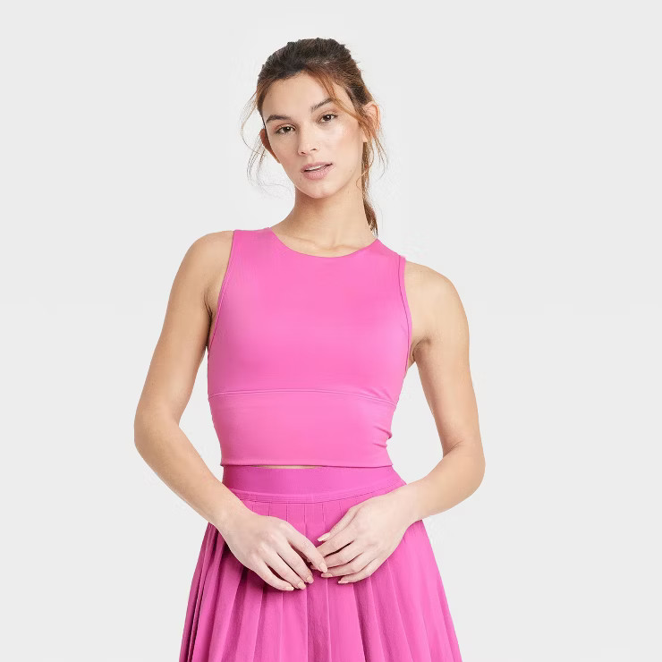 Women's Medium Support Brushed Sculpt Muscle Cropped Sports Bra - All in Motion™ | Target