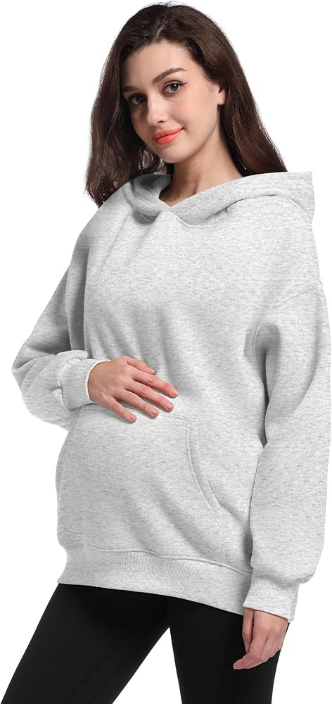 V VOCNI Maternity Oversized Hoodies Fleece Sweatshirts Long Sleeve Sweaters Pullover Fall Clothes... | Amazon (US)