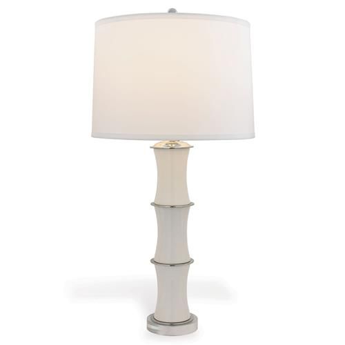 Ramin Hollywood Regency White Bamboo Porcelain Silver Base Table Lamp | Kathy Kuo Home