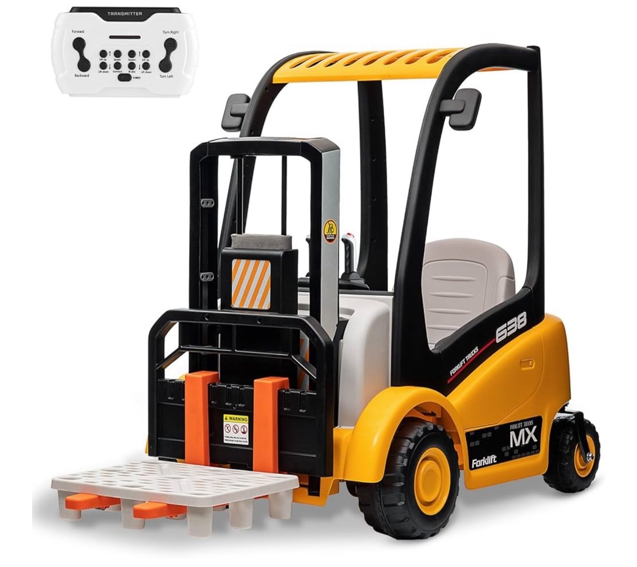 SEHOMY 12V Kids Ride on Forklift Car, Electric Construction Vehicle with Liftable Fork, Remote Control, Seat Belt, Music, Story, Yellow

#LTKKids