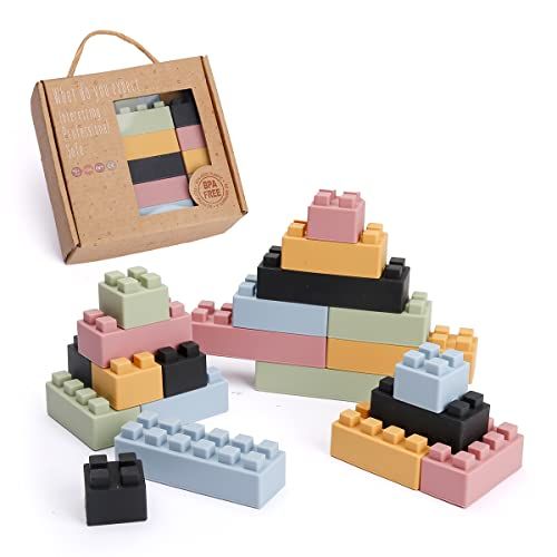 bopoobo Children's Building Blocks Safe and Chewable Soft Silicone Building Blocks Montessori Sen... | Amazon (US)