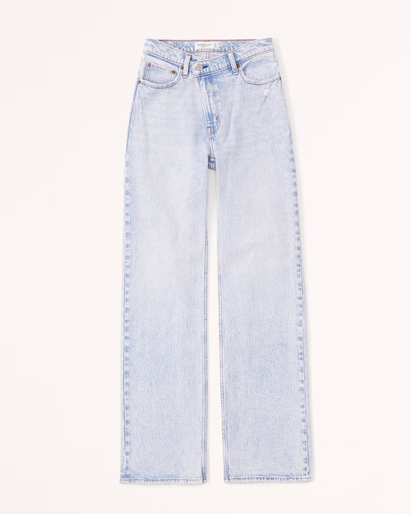 Abercrombie & Fitch Women's High Rise 90s Relaxed Jean in Light With Criss-Cross Waistband - Size 29 | Abercrombie & Fitch (US)