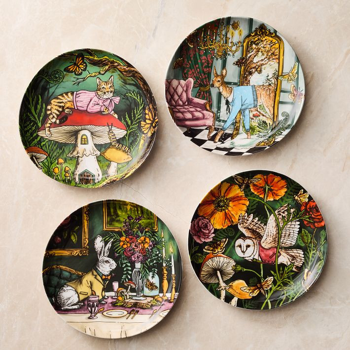 Dapper Animal Holiday Salad Plates | West Elm (US)