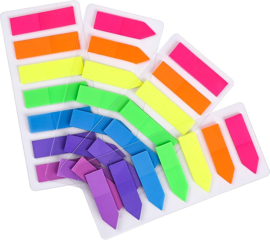 Lysas 4 Sets Neon Page Markers Colored Index Tabs, Fluorescent Sticky Note for Page Marker, 560pc... | Amazon (US)