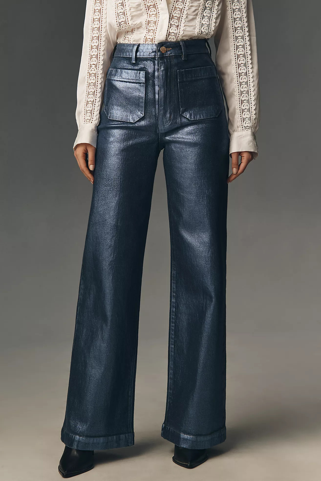 Rolla's Sailor High Rise Wide Leg Foiled Jeans | Anthropologie (US)