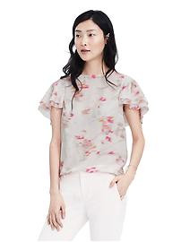 Ikat Ruffle Sleeve Top | Banana Republic US