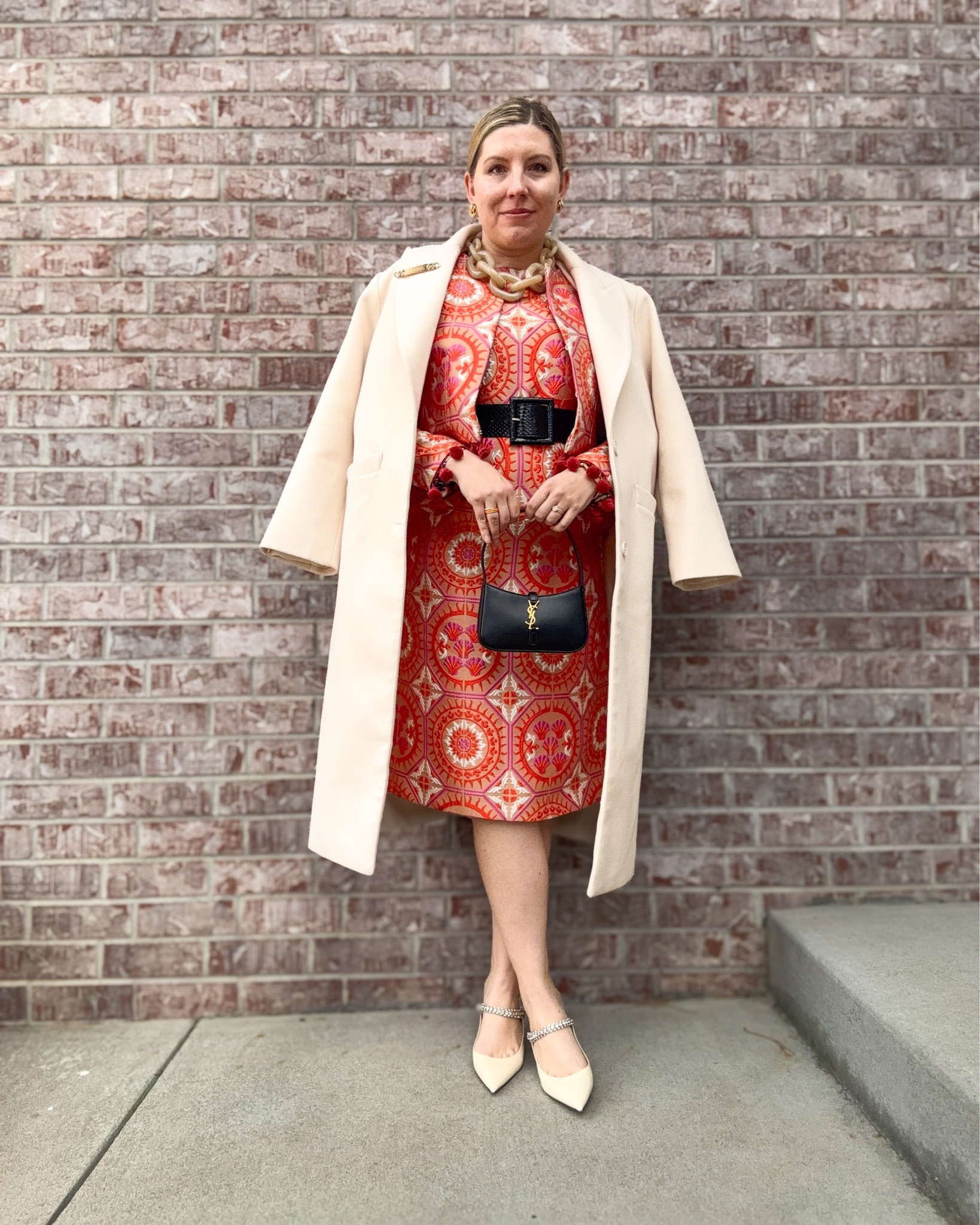 Off the Wall(paper)  - Look 2
A curated style series

I have missed out on buying a lot of the items at the top of my wishlist….
And then I found them later secondhand! There are only a handful of pieces that I have not been able to find (yet!) If you are hoping to level up your wardrobe to include more pieces that you truly love but don’t have the funds to buy those items direct from the store, do not give up! I found this dress and jacket set on the real real for over 50% off of retail and these shoes were about 70% off second hand but never worn. Narrow down a list of items that you want and search occasionally - the resale market is still very saturated and with some patience you’ll start to acquire the items you’ll keep long-term. Wear what you love - don’t settle.

Off The Wall(paper) is a celebration of one of my favorite styling hacks: MATCH EVERYTHING. I get outsized amounts of joy from a couple of funny things: 1. Lining things up (yes, literally) and 2. Finding things that match and then LINING THEM UP. This is that desire embodied in a capsule series. 

Dress & Jacket - La DoubleJ 
Coat - Lioness
Shoes -Jimmy Choo
Bag - YSL
Belt - Carolina Herrera 
Earrings - Oscar de la Renta
Necklace - Tuckernuck (piper k)
Bracelet - Lilly Pulitzer
Rings -Rocksbox

#LTKshoecrush #LTKSeasonal #LTKstyletip