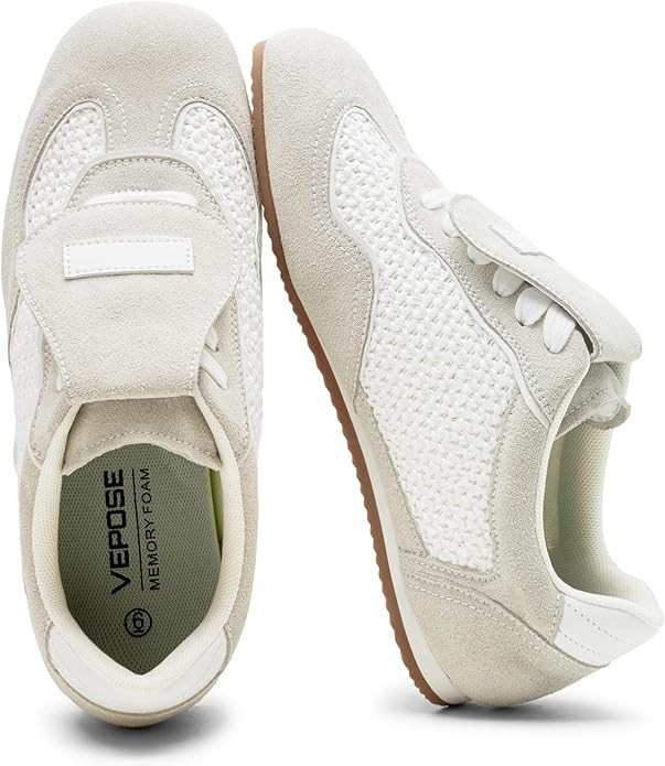 Vepose Women's Retro GAT Sneakers Suede Raffia Fashion Trainers, Removable Flap Square Toe, Memor... | Amazon (US)