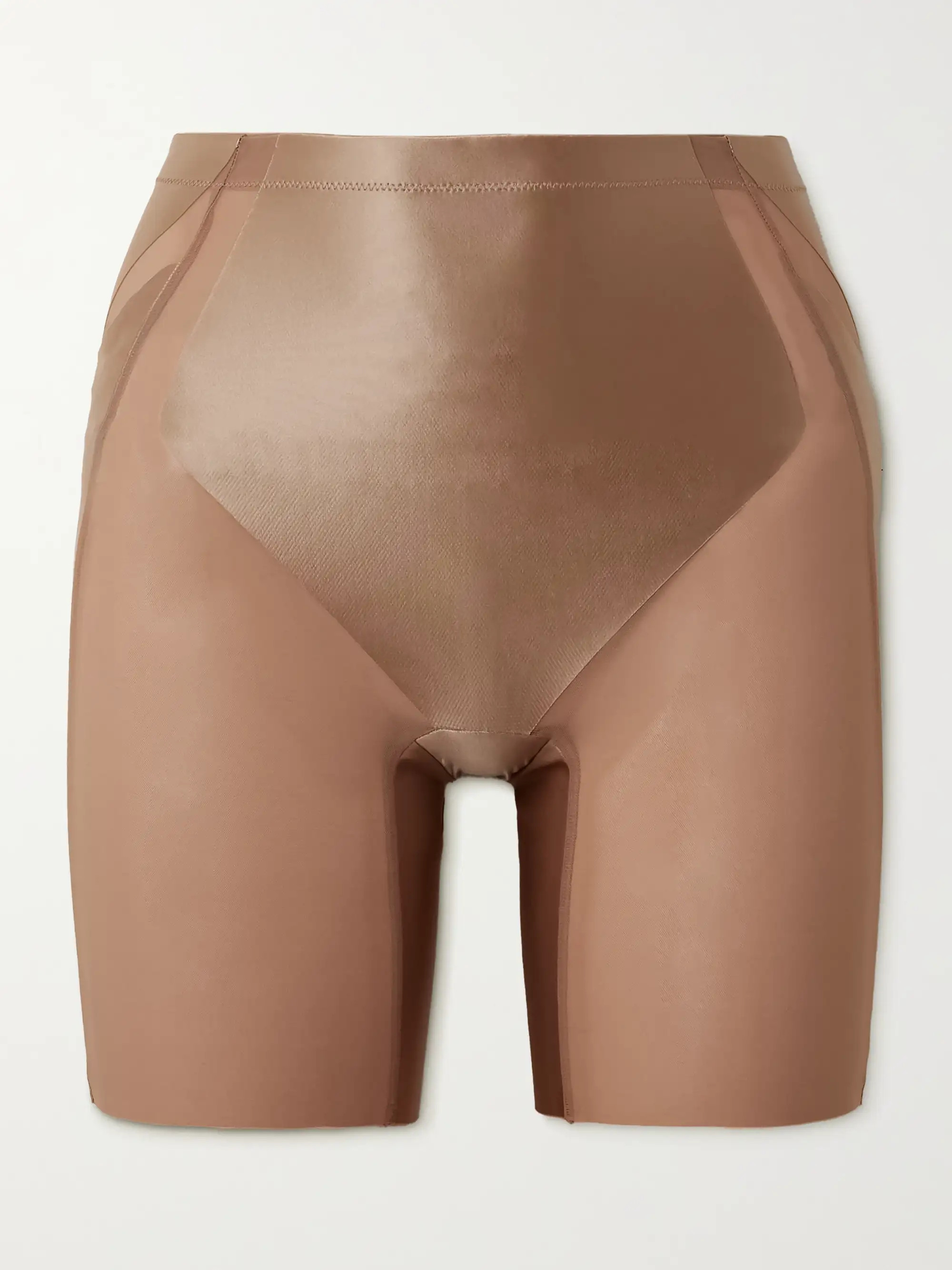 Shaping mesh and stretch-satin shorts | NET-A-PORTER (US)