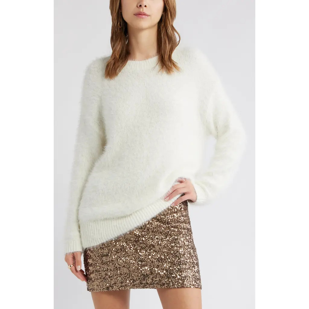 Open Edit Boyfriend Sweater in Ivory at Nordstrom Rack, Size X-Large | Nordstrom Rack