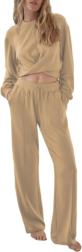 SHEWIN Women 2 Piece Outfits Long Sleeve Crewneck Pullover Sweatshirt Tracksuit Jogger Sweatpants... | Amazon (US)