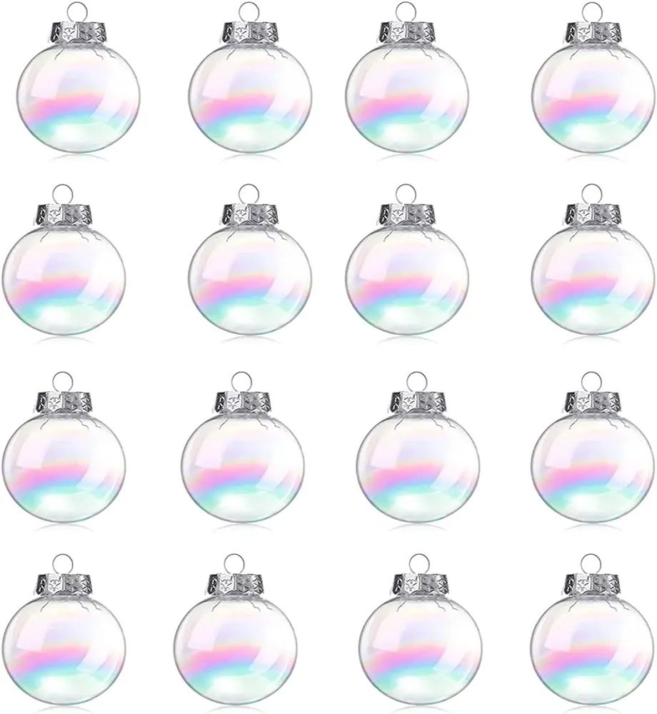 12 Pcs Iridescent Ornaments Plastic Balls, 3.15 Inch Christmas Ball Ornaments Rainbow Balls, Hang... | Amazon (US)