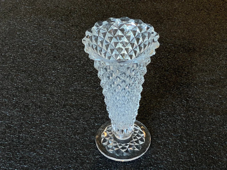 Vintage Princess House Diamond Cut Clear Glass 8.25" | Etsy (US)