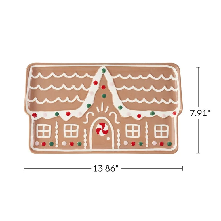 Holiday Time Ceramic Gingerbread House Tray | Walmart (US)