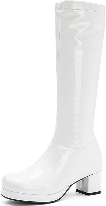 CYNLLIO Mid Calf Boots for Women Chunky High Heels Platform Boots Fashion PU Leather Solid Color ... | Amazon (US)