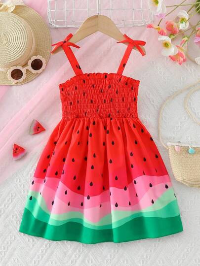 Young Girl Watermelon Print Cami Dress, Sweet Fashion New Summer Design, 2025 | SHEIN