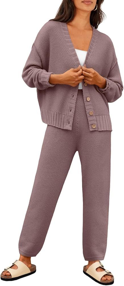 LILLUSORY Womens Cardigan Pants Sets 2 Piece Slouchy Loungewear Sweater Sets | Amazon (US)