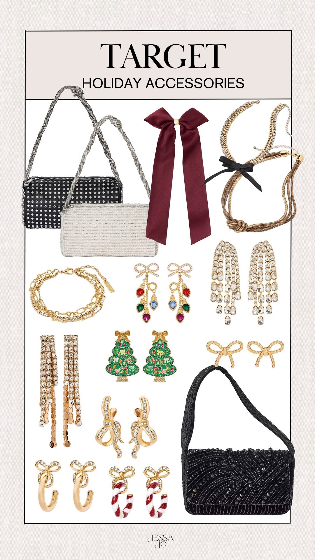 Target holiday accessories. Target fashion. Target new arrivals. Target holiday handbag. Target sparkly handbag. Target Christmas earrings. Target party jewelry. Target holiday earrings. 

#LTKSeasonal #LTKHoliday #LTKFindsUnder50