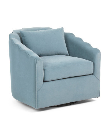 31X29 Scalloped Edge Swivel Accent Chair, Polyester | TJ Maxx