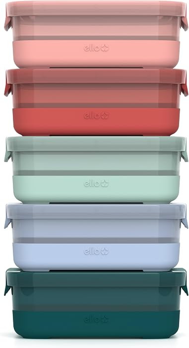 Ello Plastic 3.7 Cup Meal Prep Set 10 Pc, 5 Pack Set - BPA Free Plastic Food Storage Container wi... | Amazon (US)