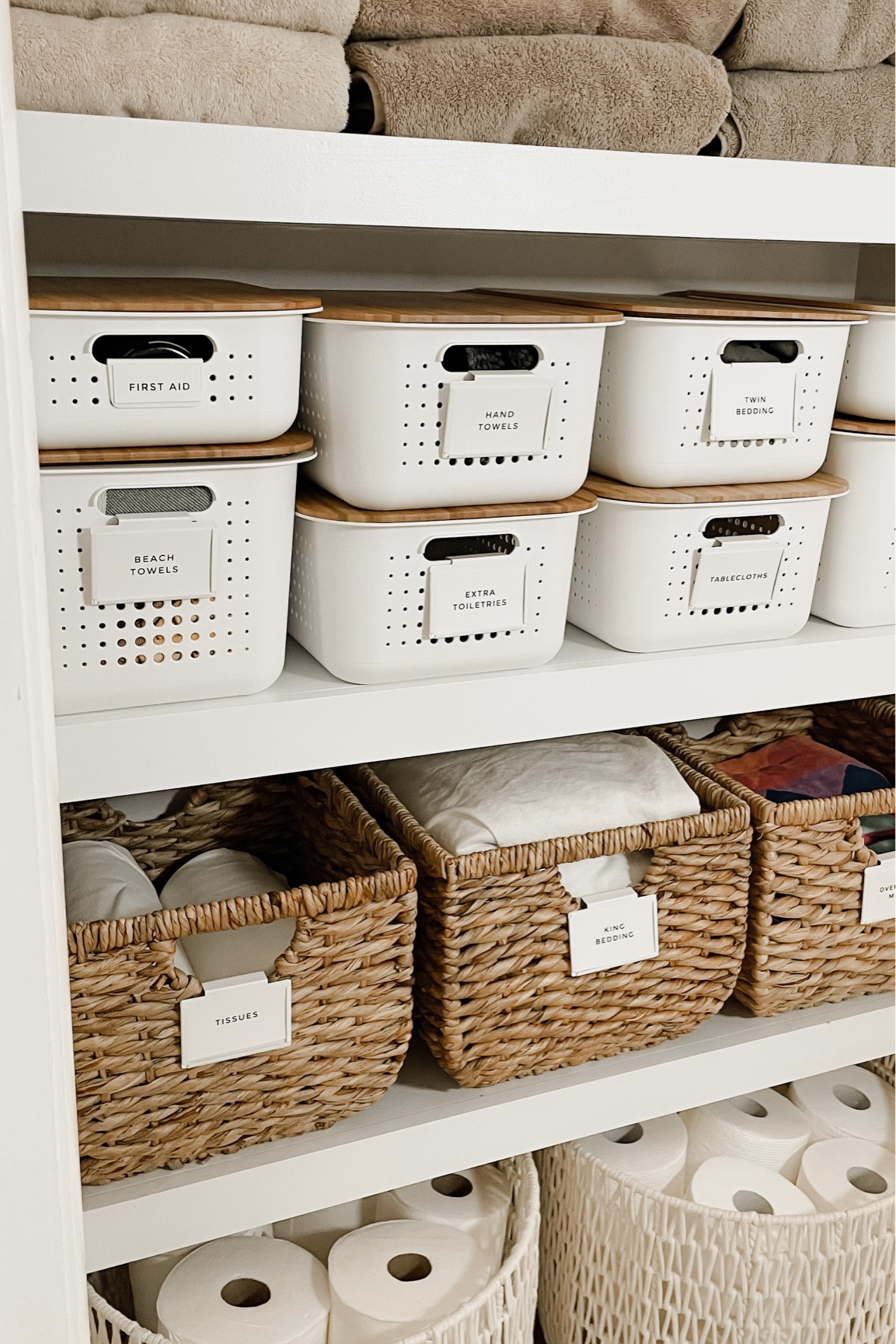 linen closet organization | home organization | small space solutions | neutral home

#LTKGiftGuide #LTKhome #LTKfindsunder50