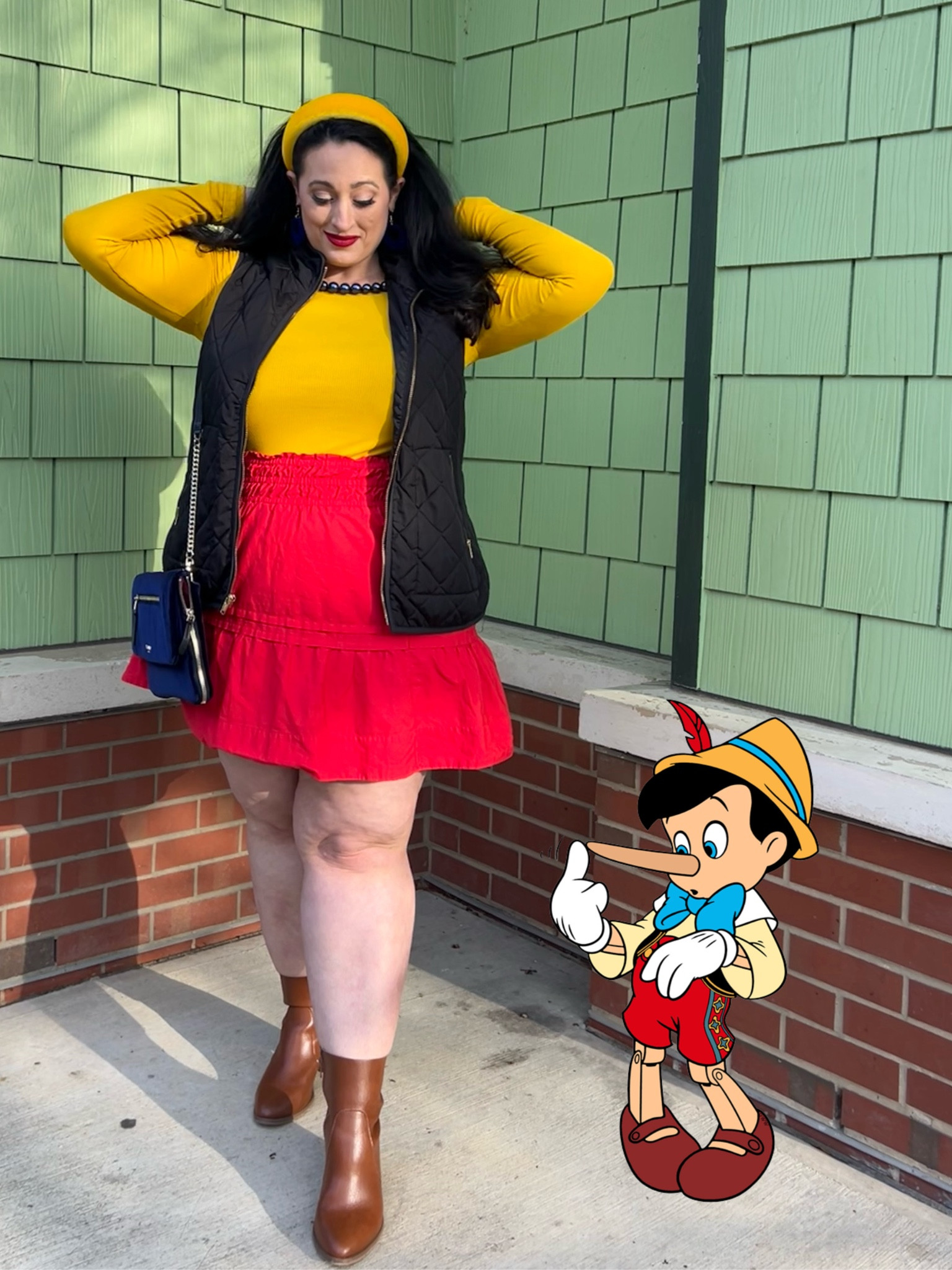 Disney Bound Challenge: Pinocchio 

Bag, vest and skirt are old, but I have linked similar 
