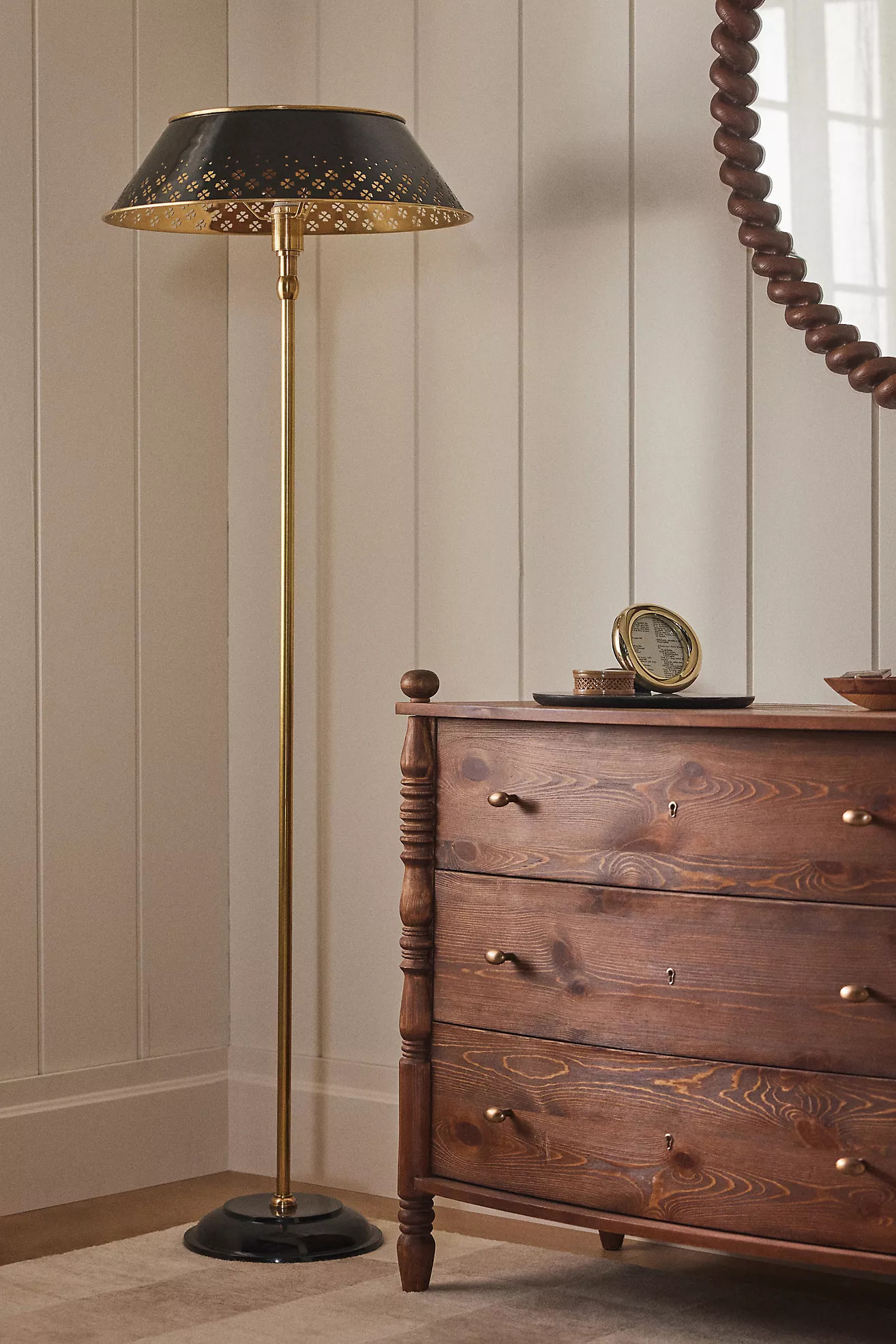 Amilia Enameled Brass Perforated Floor Lamp | Anthropologie (US)