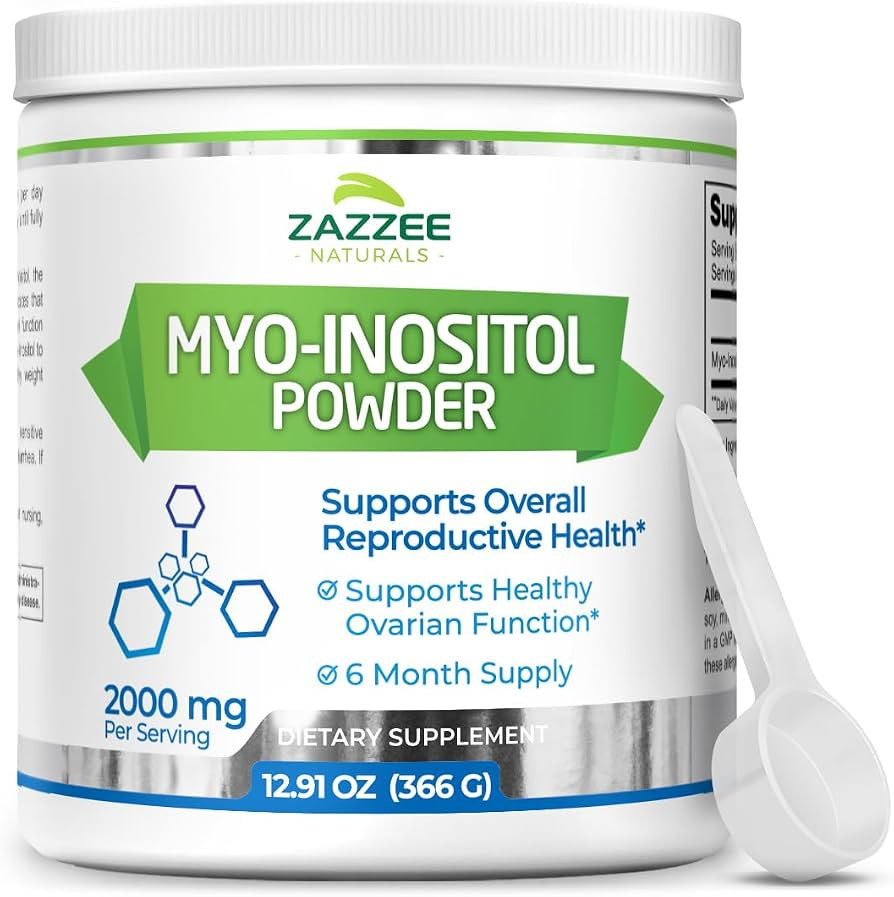 Zazzee Myo-Inositol Powder, 6 Month Supply, 183 Servings, 2000 mg per Serving, Free Scoop for Exact Dosage, 12.91 Ounces, 100% Pure, All-Natural Fertility and Reproductive Support, Vegan, Non-GMO | Amazon (US)