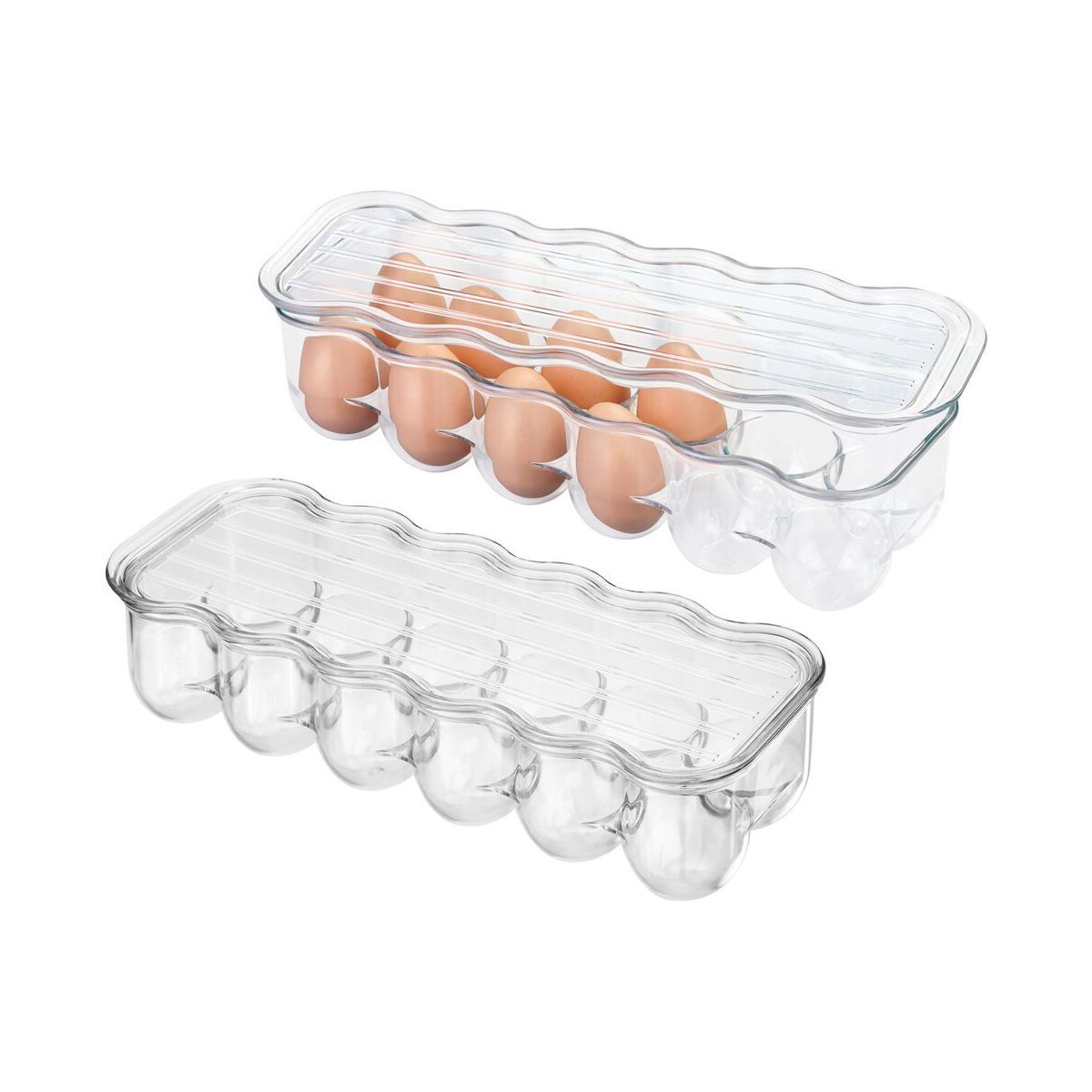 mDesign Plastic Egg Storage Tray Holder for Refrigerator, 12 Eggs, 2 Pack, Clear | Target