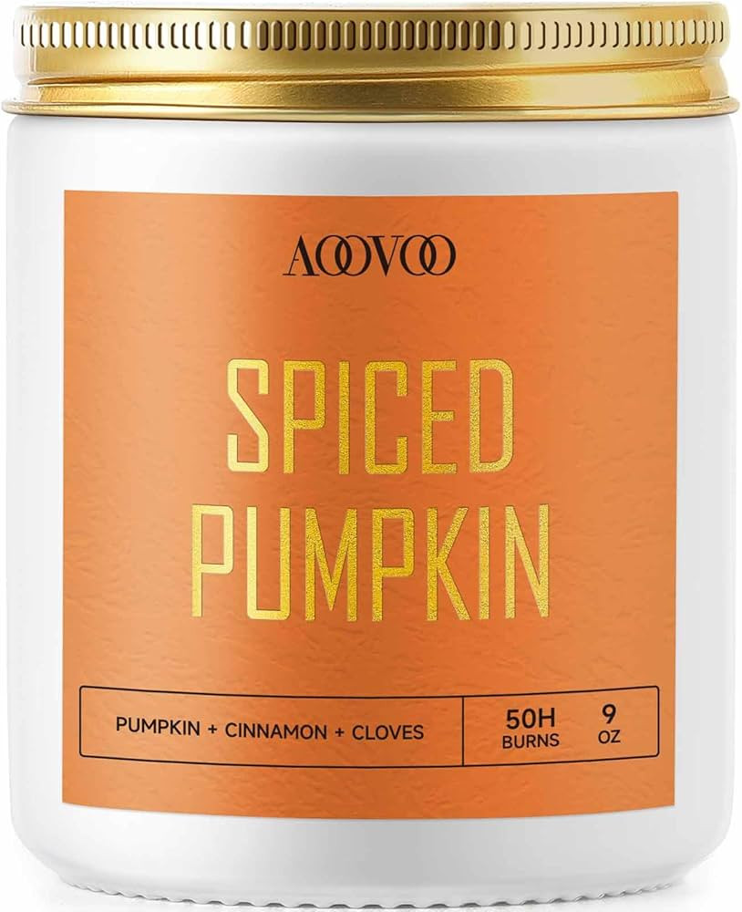 AOOVOO Spiced Pumpkin Candle - Pumpkin Candle, Wood Wick Candles, Fall Candles, Scented Candles, ... | Amazon (US)