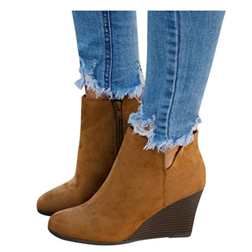 Gibobby Ankle Boots for Women Low Heel Dressy Women’s Ankle Boots Fashion Lace Up Side Zip Vintage Booties Low Heel Arch Support jtrf01, Zz95-brown, 9.5 | Amazon (US)