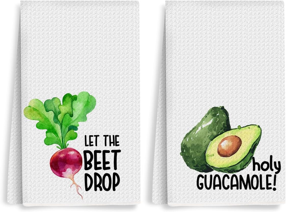 2Pcs Funny Kitchen Towels, Beets Avocado Vegetable Decor, Hostess Gifts, Dish Towel, Housewarming... | Amazon (US)