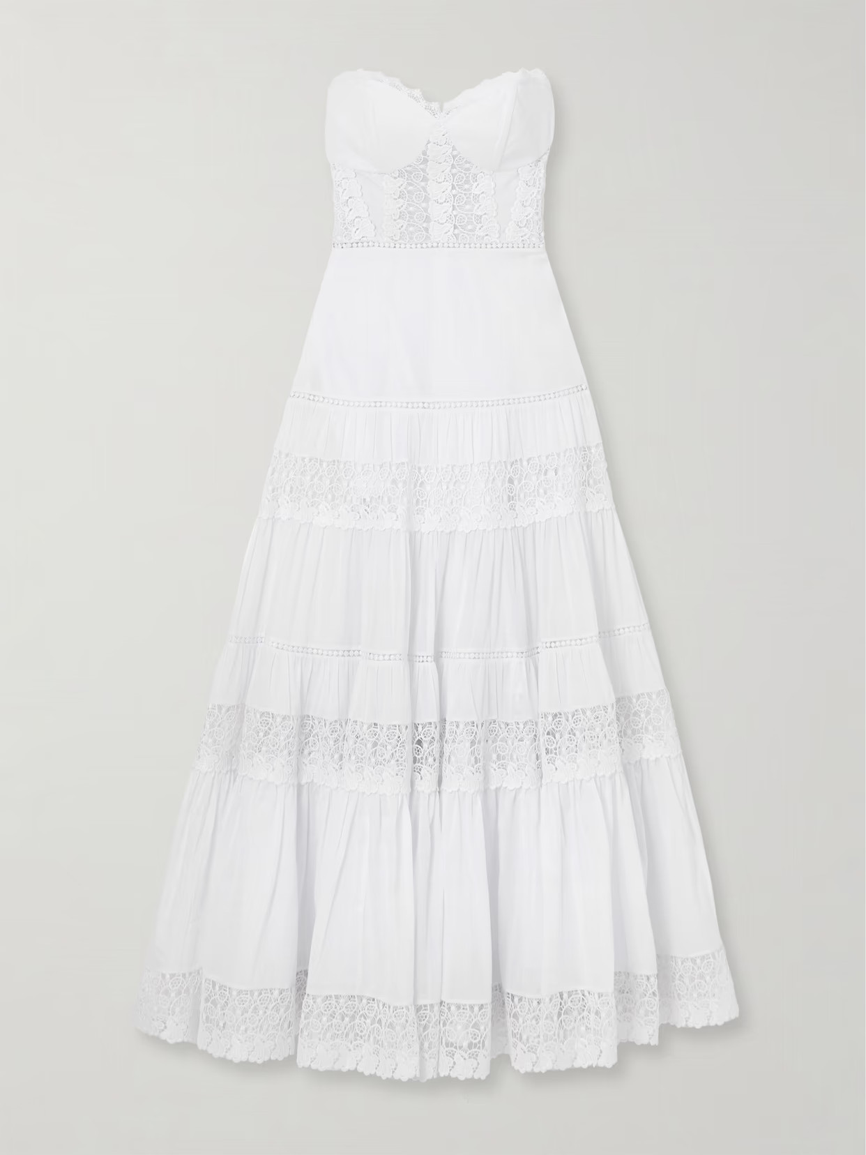 Charo Ruiz - Monnet Strapless Guipure Lace-trimmed Cotton-blend Voile Maxi Dress - White | NET-A-PORTER (US)