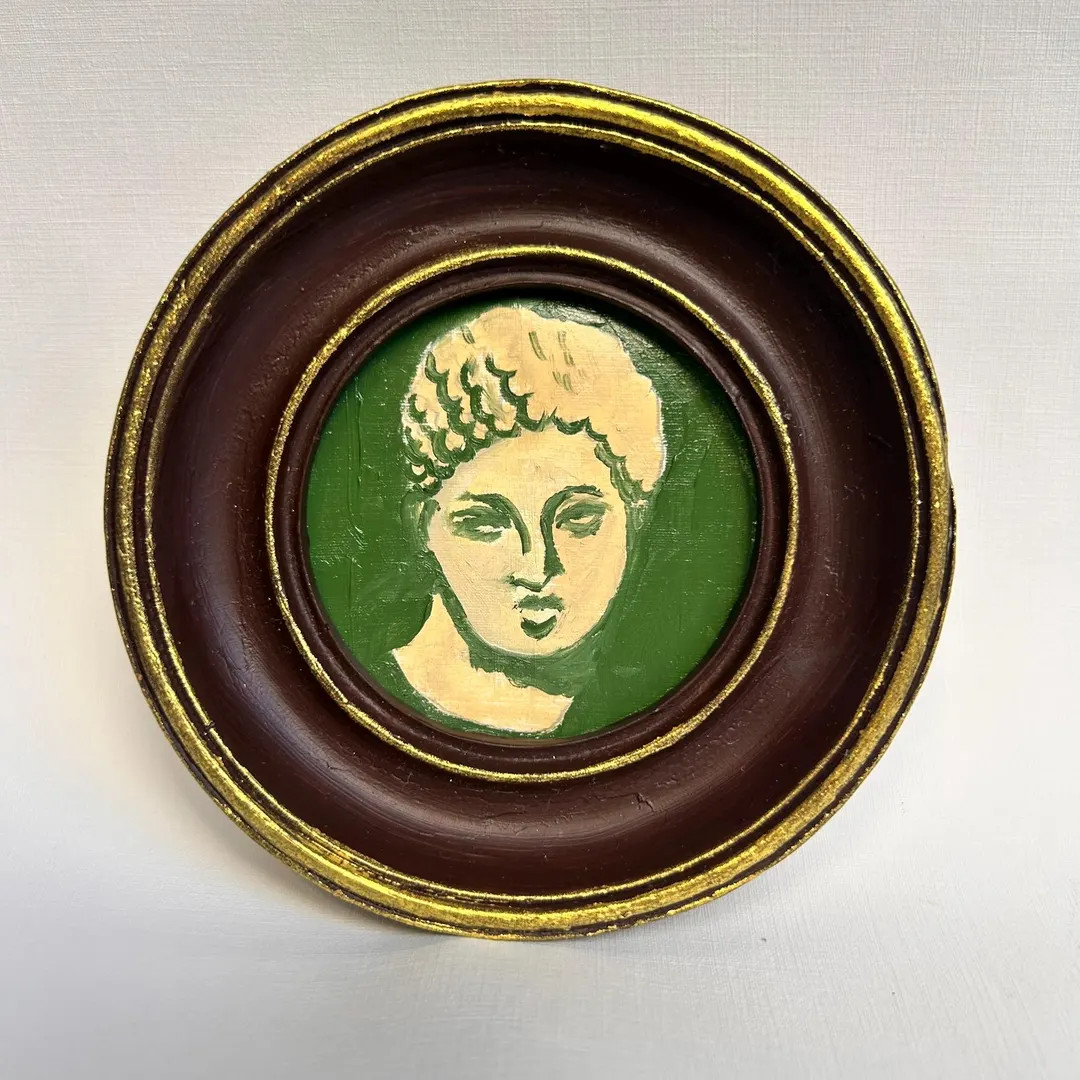 Framed Ancient Bust Oil Painting: Signed Vintage Canvas Art | Etsy (US)